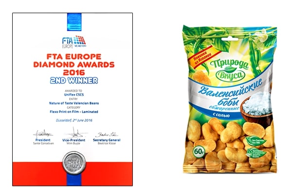 Диплом конкурса FTA Europe Diamond Awards 2016 и упаковка-победитель